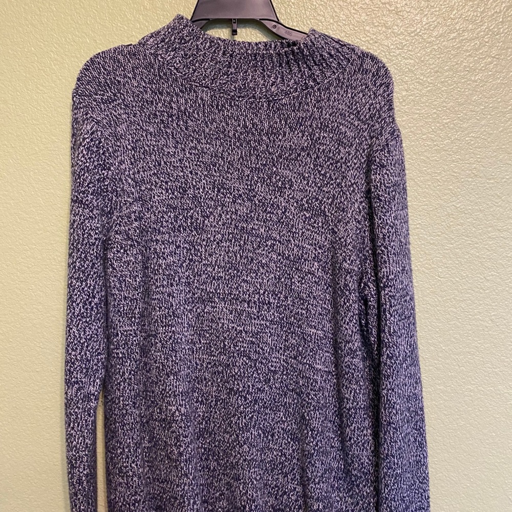 Old Navy blue crochet turtleneck sweater